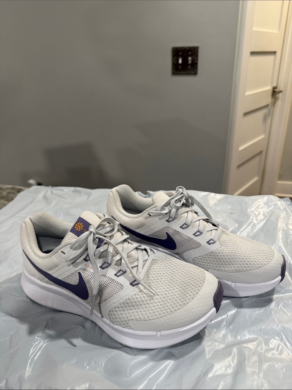 Nike Light Gray & Purple Women's Running Sneakers